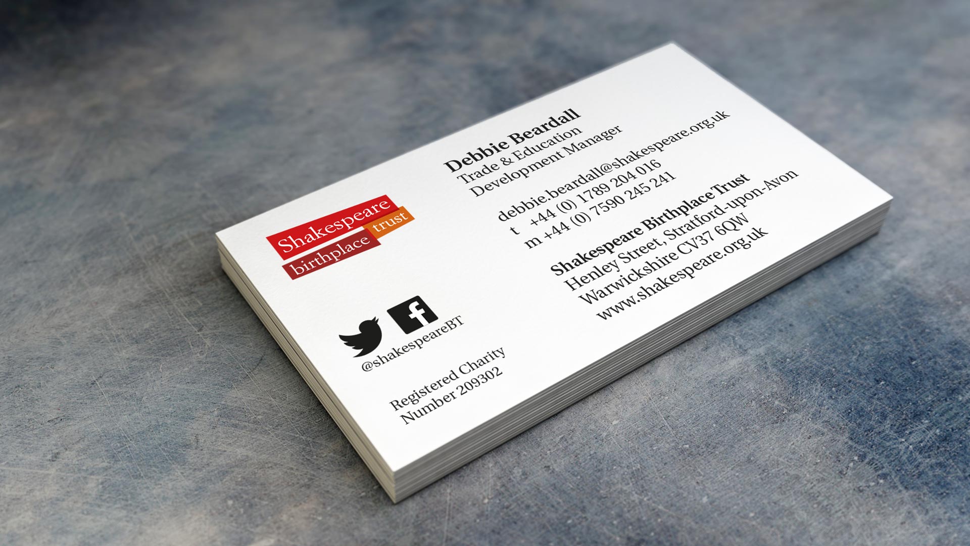 Shakespeare Birthplace Trust business card